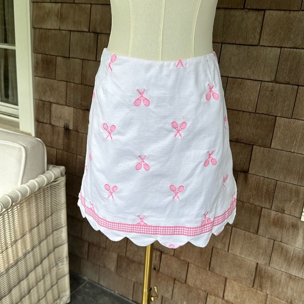 Lilly Pulitzer Pink and White Skorts with Ribbon And Embroidered Stitching
